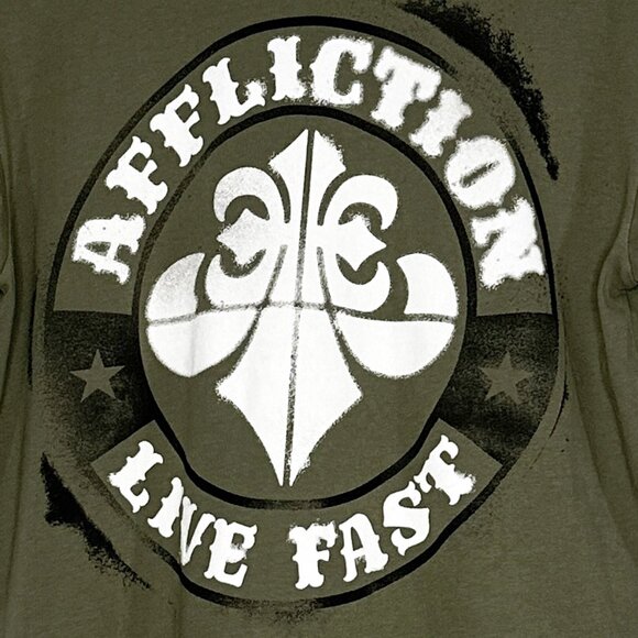 Affliction Small Skull On The Front Affliction Live Fast On Back T Shirt Size S - Picture 4 of 7